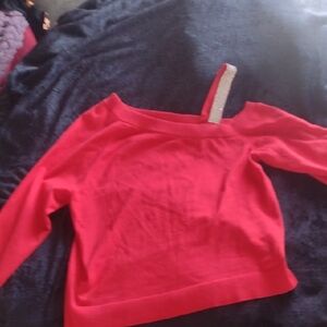Jessica Simpson Red One-Shoulder Sweater with Sparkle Strap
